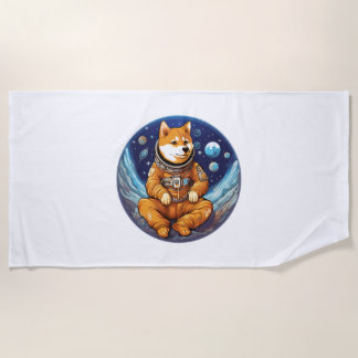 Shiba In Space Astronaut Shiba   Beach Towel