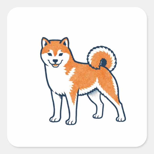 Shiba Inu ー Standing Square Sticker (Front)
