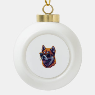 Shiba Inu 1 Ceramic Ball Christmas Ornament