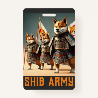 Shiba Inu Army with Flags ID Badge