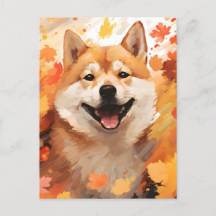 Shiba Inu Autumn Thanksgiving  Postcard