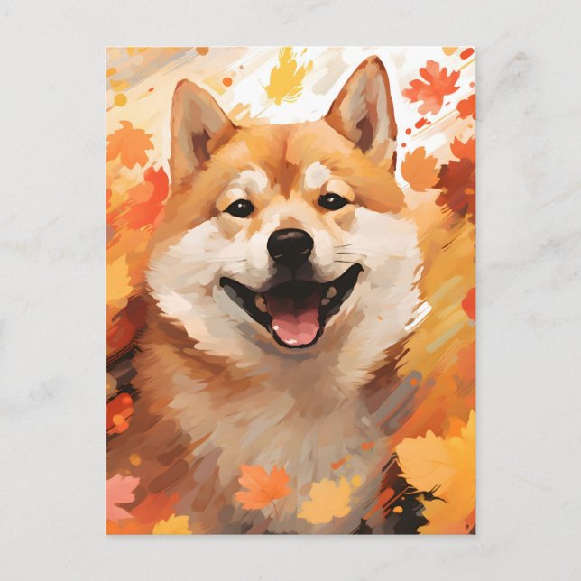 Shiba Inu Autumn Thanksgiving  Postcard (Front)