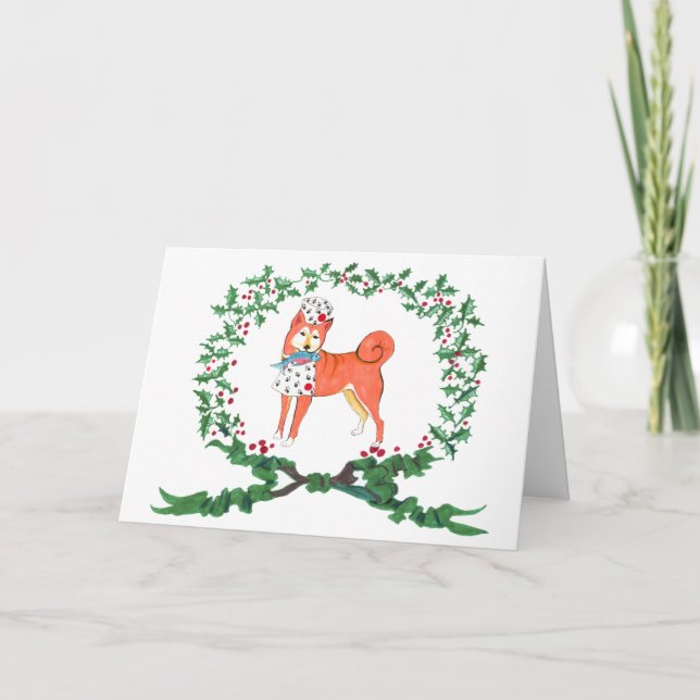 Shiba Inu Barking for JOY! Holiday Card (Front)