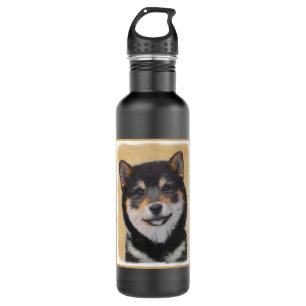 Shiba Inu (Black and Tan) Painting - Dog Art 710 Ml Water Bottle
