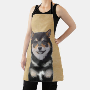 Shiba Inu (Black and Tan) Painting - Dog Art Apron