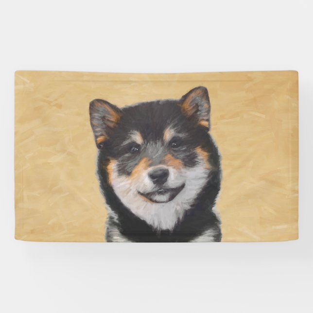 Shiba Inu (Black and Tan) Painting - Dog Art Banner (Horizontal)