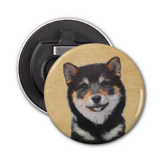 Shiba Inu (Black and Tan) Painting - Dog Art Bottle Opener (Front)