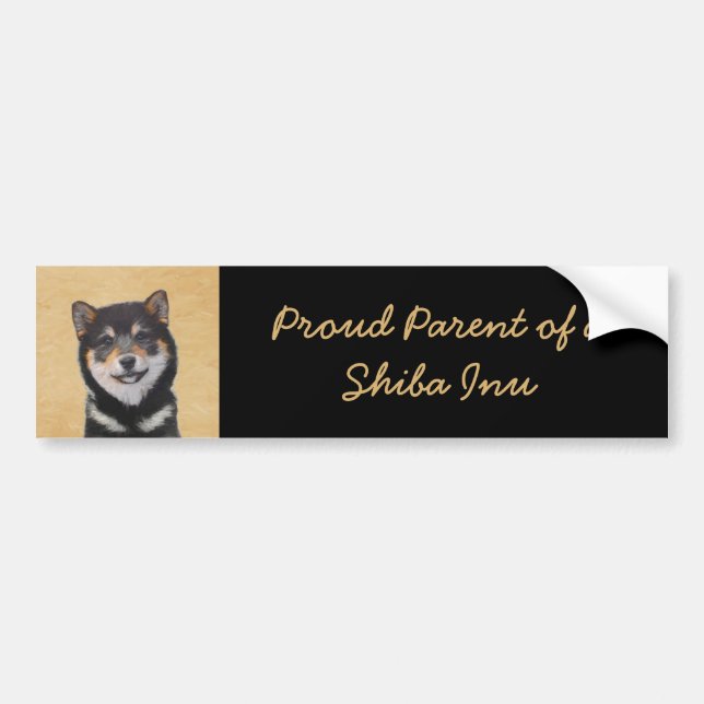 Shiba Inu (Black and Tan) Painting - Dog Art Bumper Sticker (Front)