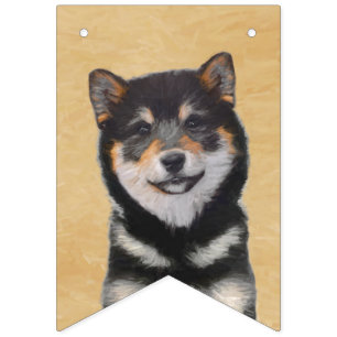 Shiba Inu (Black and Tan) Painting - Dog Art Bunting