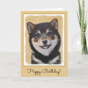 Shiba Inu (Black and Tan) Painting - Dog Art Card