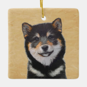 Shiba Inu (Black and Tan) Painting - Dog Art Ceramic Ornament