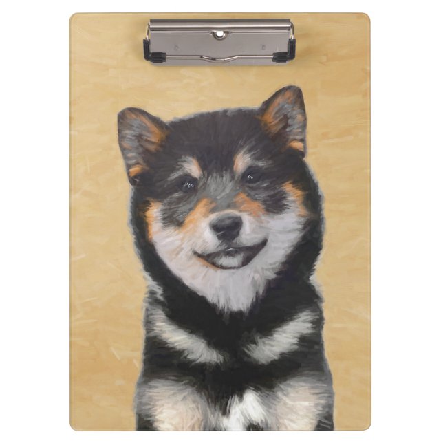 Shiba Inu (Black and Tan) Painting - Dog Art Clipboard (Front)