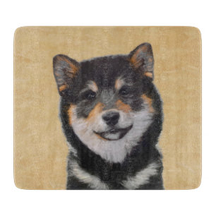 Shiba Inu (Black and Tan) Painting - Dog Art Cutting Board