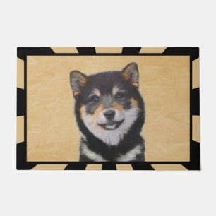 Shiba Inu (Black and Tan) Painting - Dog Art Doormat