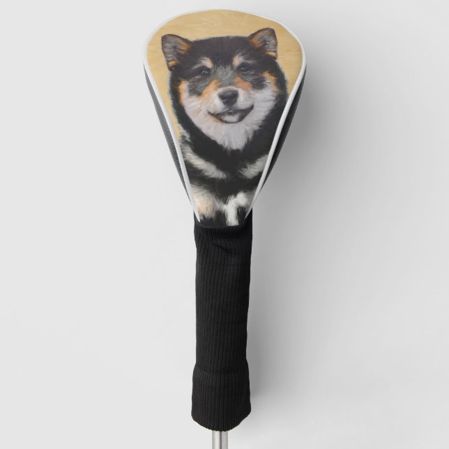 Shiba Inu (Black and Tan) Painting - Dog Art Golf Head Cover (Front)