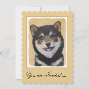 Shiba Inu (Black and Tan) Painting - Dog Art Invitation