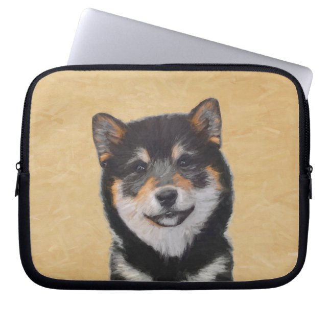 Shiba Inu (Black and Tan) Painting - Dog Art Laptop Sleeve (Front)