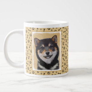 Shiba Inu (Black and Tan) Painting - Dog Art Large Coffee Mug