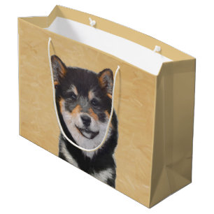 Shiba Inu (Black and Tan) Painting - Dog Art Large Gift Bag