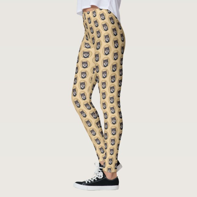 Shiba Inu (Black and Tan) Painting - Dog Art Leggings (Left)