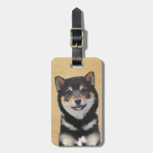 Shiba Inu (Black and Tan) Painting - Dog Art Luggage Tag
