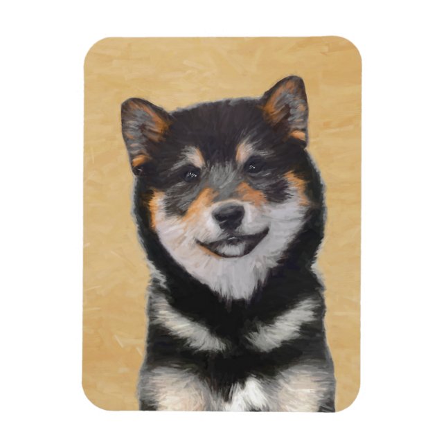 Shiba Inu (Black and Tan) Painting - Dog Art Magnet (Vertical)