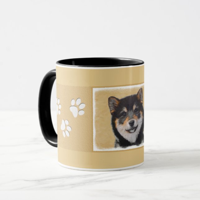 Shiba Inu (Black and Tan) Painting - Dog Art Mug (Front Left)