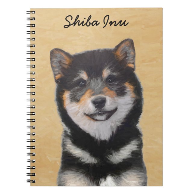 Shiba Inu (Black and Tan) Painting - Dog Art Notebook (Front)