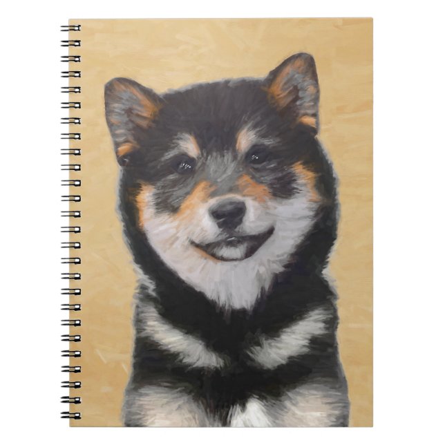 Shiba Inu (Black and Tan) Painting - Dog Art Notebook (Front)
