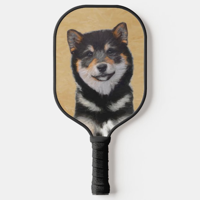 Shiba Inu (Black and Tan) Painting - Dog Art Pickleball Paddle (Front)