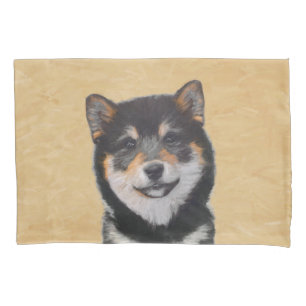 Shiba Inu (Black and Tan) Painting - Dog Art Pillowcase