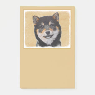 Shiba Inu (Black and Tan) Painting - Dog Art Post-it Notes