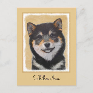 Shiba Inu (Black and Tan) Painting - Dog Art Postcard