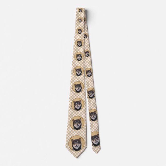 Shiba Inu (Black and Tan) Painting - Dog Art Tie (Front)