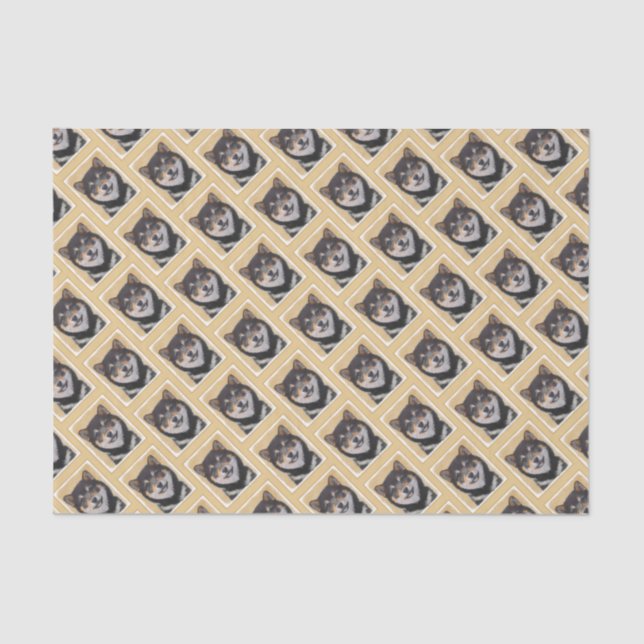 Shiba Inu (Black and Tan) Painting - Dog Art Tissue Paper (Front)