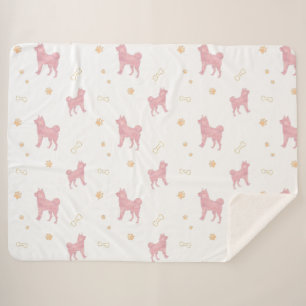 Shiba Inu Blanket – Minimal Pastel Pink Gift
