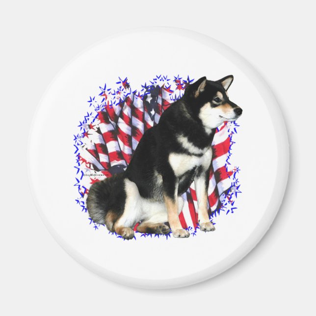 Shiba Inu (blk) Patriot Magnet (Front)