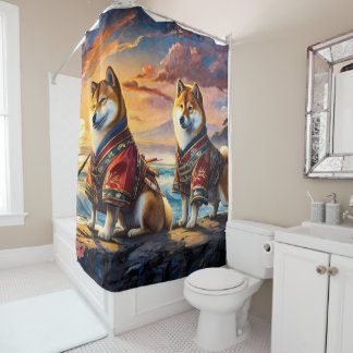 Shiba Inu By The Shore 02 Design By Rich AMeN Gill Shower Curtain
