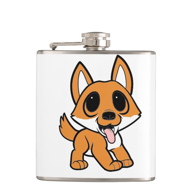 shiba inu cartoon hip flask (Front)