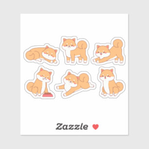 shiba inu cartoons sticker sheet