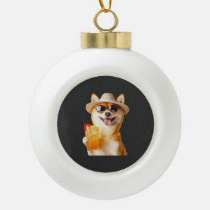 Shiba Inu Ceramic Ball Christmas Ornament