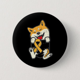 Shiba Inu Childhood Cancer Ribbon Awareness Dog Su 6 Cm Round Badge
