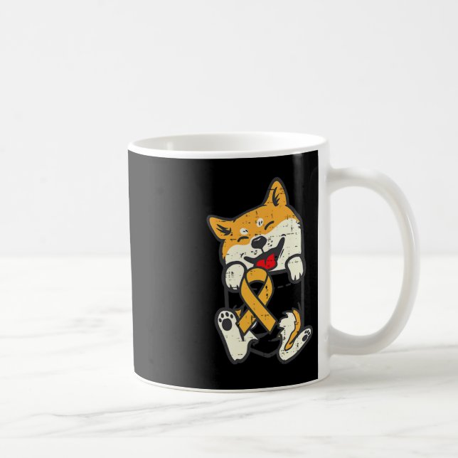 Shiba Inu Childhood Cancer Ribbon Awareness Dog Su Coffee Mug (Right)