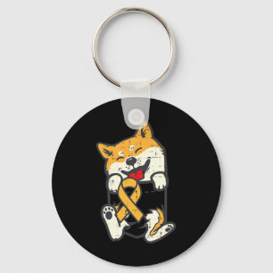 Shiba Inu Childhood Cancer Ribbon Awareness Dog Su Key Ring