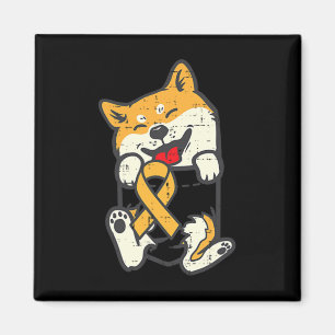 Shiba Inu Childhood Cancer Ribbon Awareness Dog Su Magnet