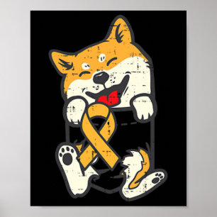 Shiba Inu Childhood Cancer Ribbon Awareness Dog Su Poster
