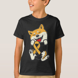 Shiba Inu Childhood Cancer Ribbon Awareness Dog Su T-Shirt