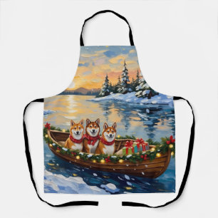 Shiba Inu Christmas Boat Holiday Apron