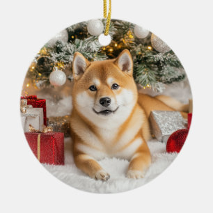 Shiba Inu Christmas Ceramic Tree Decoration