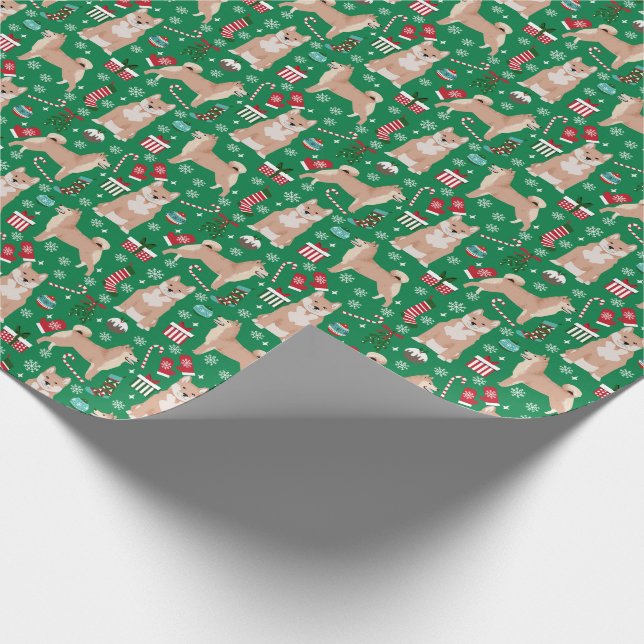 Shiba Inu Christmas dog holiday Wrapping Paper (Corner)
